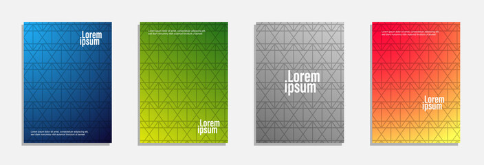 Colorful and modern cover design. Set of geometric pattern background