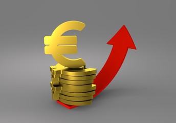 euro money symbol, illustration 3d