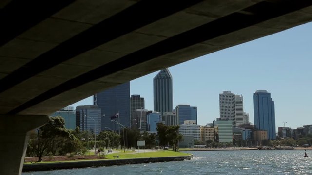 Perth skyline and Swan River, Australia, skyscrapers