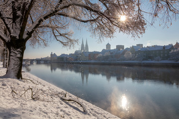 Regensburg Winter an der Donau