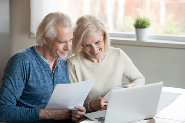 Satisfied retiree spouses feels happy received good news from bank