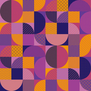 Orange And Purple Tile And Seamless Patch Pattern.
