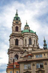 Fototapeta na wymiar St. Nicholas Cathedral in Prague. Mala Strana. Architecture of Prague old town