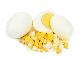 boiled egg on white
