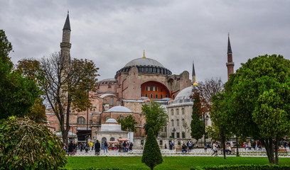 Fototapeta na wymiar View of Hagia Sophia in Istanbul, Turkey