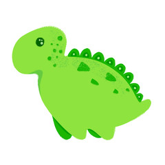 Little dinosaur and Lettering Roooaar. Vector illustration. Textured effect pencil, acrylic