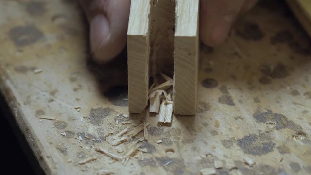 Cut hole in wooden Board using chisel