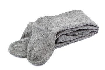 Female gray pantyhose isolated on white background