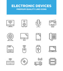 Electronic Devices Line Icon Set Concept