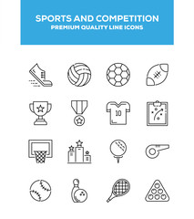 Sports And Competition Line Icon Set Concept