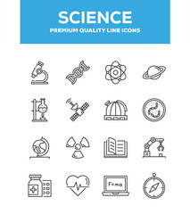 Science Line Icon Set Concept