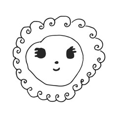 sun illustration in kawaii style hand drawn vector illustration isolated on white