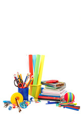 Fototapeta premium Stationery school supplies isolated on white background