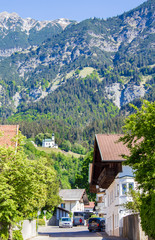 Fototapeta na wymiar Thaur (Austria). Architecture Thaur. View of the Tyrolean Alps