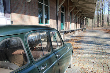 Vintage car at depot