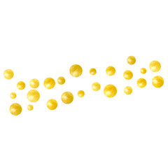 Gold glitter confetti with dots on isolated backdrop. Random falling sequins with glossy sparkles. Template with gold glitter confetti for party invitation, event banner, flyer, birthday card.