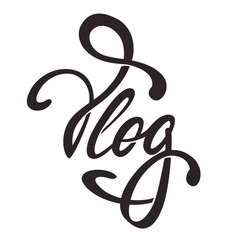 Vlog - hand lettering on white background. Handwritten inscription for label, emblem, page,t-shirt,poster, sale,blogger aso. Vector Illustration.