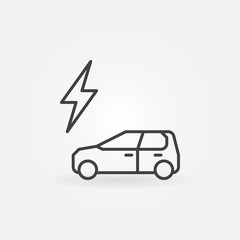 Lightning and electric car minimal vector icon in outline style