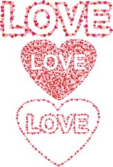 A set of 'love vector graphics' made of red and pink hearts