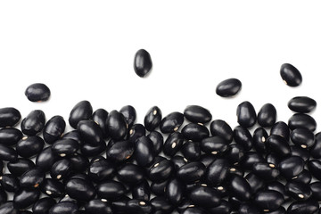 black kidney beans isolated on white background. top view