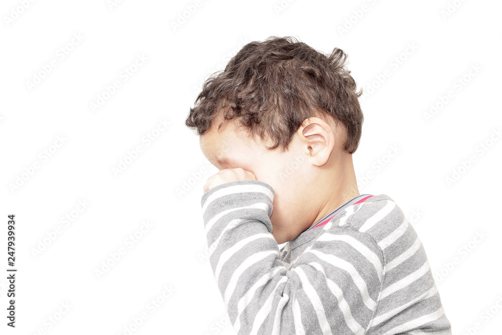 Wall mural little boy crying in poverty