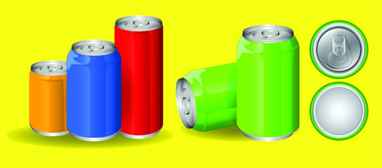 set of drinking soda water in aluminium can. easy to modify