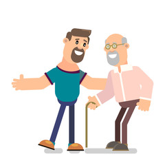 Old grandpa with his son