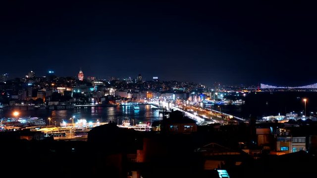 istanbul city at night Time Lapse