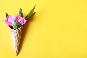 beautiful composition. flat lay concept. teenage style. flowers. spring mood.