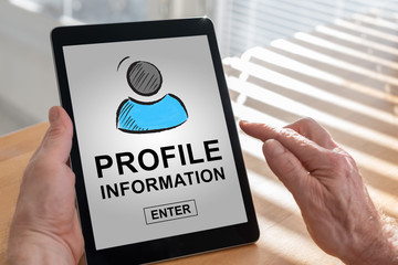 Profile information concept on a tablet