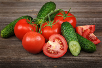 Fresh vegetables on a cutting board with a knife