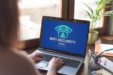 Wifi security concept on a laptop screen