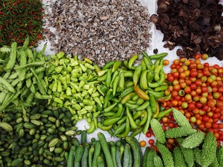 Vegetables selling at morning market in Luang Prabang, Laos