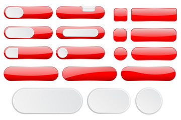 Red interface buttons. Web icons