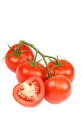 Fresh red tomatoes isolated on white background