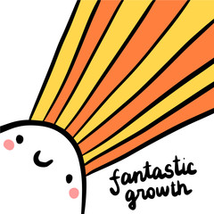 Fantastic growth hand drawn illustration with smiling marshmallow
