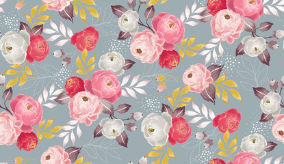  Vector illustration of a seamless floral pattern in spring for Wedding, anniversary, birthday and party. Design for banner, poster, card, invitation and scrapbook 