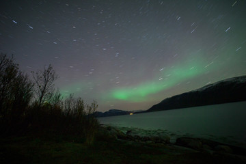 northern lights in Norway  with stars in long exposure