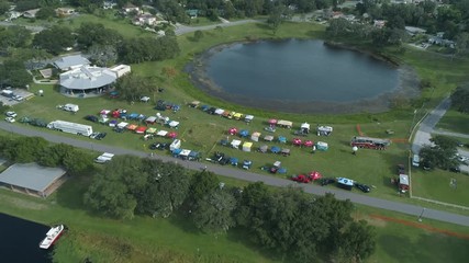 Police car lights at National night out festival in Clermont, FL.