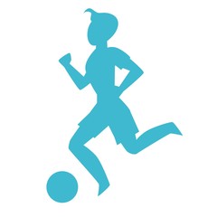 Footballist with ball silhouette sport game running guy