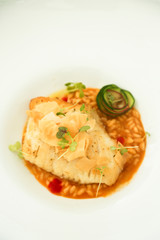 White fish with vegetable sauce