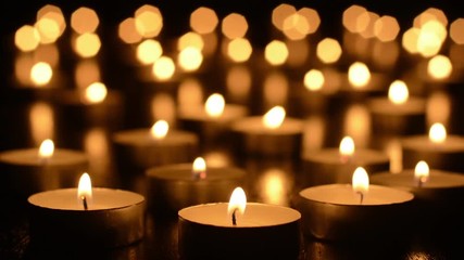 Candles on Dark Background for Thanksgiving, Valentines Day, Happy Birthday, Memorials, Festive, Christmas and Romance - Powered by Adobe