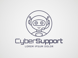 Robotic customer support. Vector logo.