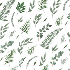 Seamless leaves pattern. Design for banner, poster, card, cover, invitation, placard brochure or header.