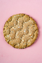 the crispbread on the pink background