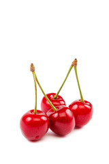 Fruits of a sweet cherry on white background.
