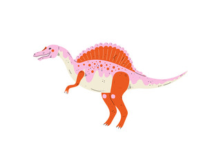 Fototapeta premium Colorful Spinosaurus Dinosaur, Cute Prehistoric Animal Vector Illustration