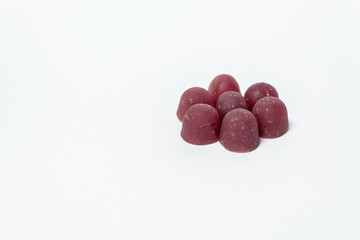 healthy red smooth sugar-free marmalade with Chia seeds. white background