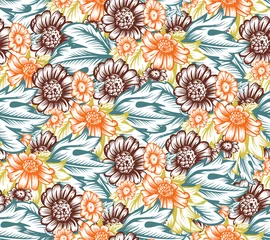 Foto auf Acrylglas Seamless pattern with Flowers © tiff20