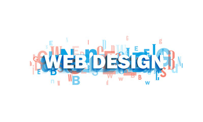 WEB DESIGN blue and coral typography banner